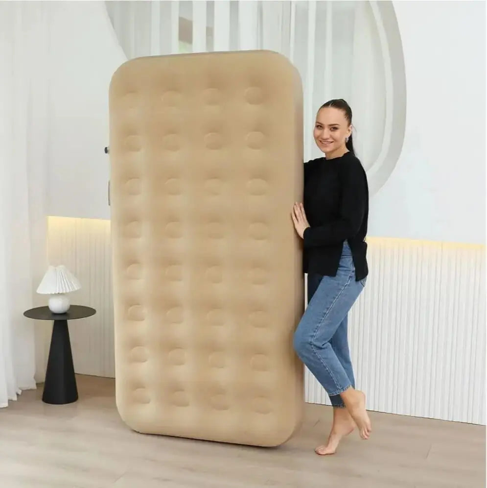 Inflatable Single Air Mattress with Built-in Pump